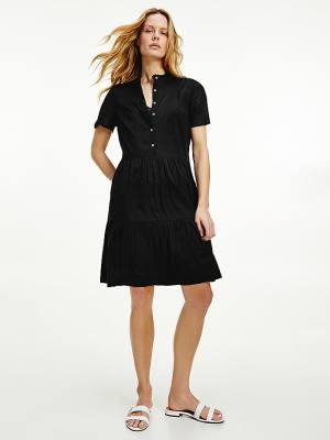 Black Tommy Hilfiger Cotton Voile Fit And Flare Women's Dress | TH254SDE