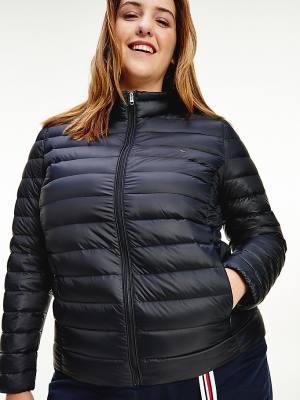 Black Tommy Hilfiger Curve Essential Removable Hood Down Women's Jackets | TH403MLD