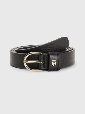 Black Tommy Hilfiger Curve Leather Women's Belts | TH423ZSB