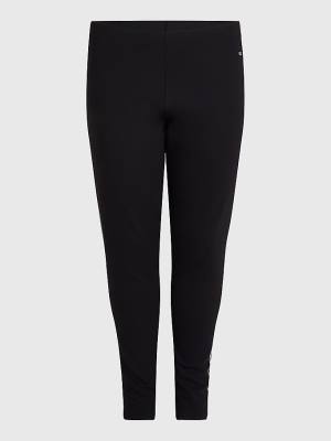 Black Tommy Hilfiger Curve Logo Tape Skinny Fit Women's Leggings | TH469JRY