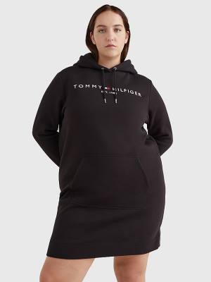 Black Tommy Hilfiger Curve Logo Women's Dress | TH387RXJ