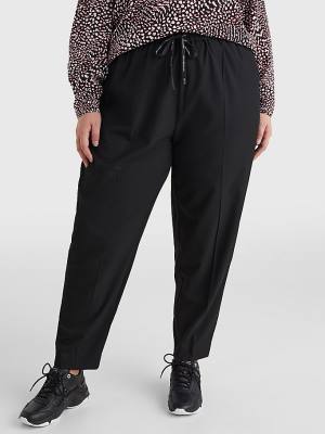 Black Tommy Hilfiger Curve Relaxed Tapered Pull-On Women's Pants | TH842HQY