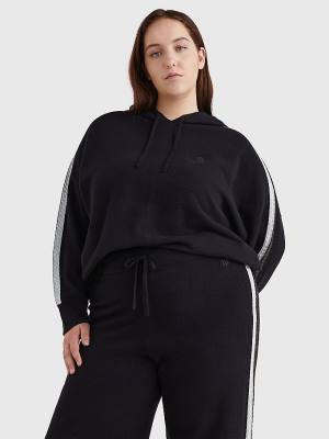 Black Tommy Hilfiger Curve TH Flex Relaxed Fit Metallic Women's Sweaters | TH678SJD