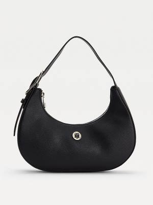 Black Tommy Hilfiger Curved Shoulder Women's Bags | TH462AUB