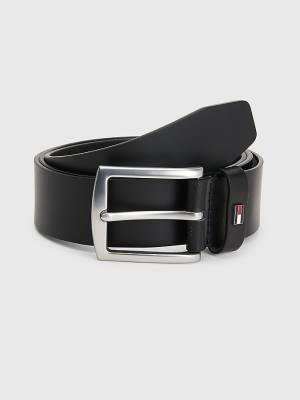 Black Tommy Hilfiger Denton Organic Leather Men's Belts | TH801VXJ