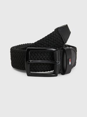 Black Tommy Hilfiger Denton Stretch Braided Men's Belts | TH610EPJ