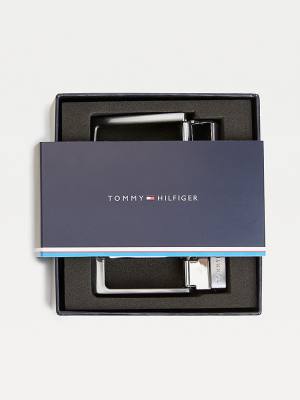 Black Tommy Hilfiger Double Buckle Gift Box Men's Belts | TH097BPZ