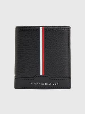 Black Tommy Hilfiger Downtown Trifold Men's Wallets | TH084RCN