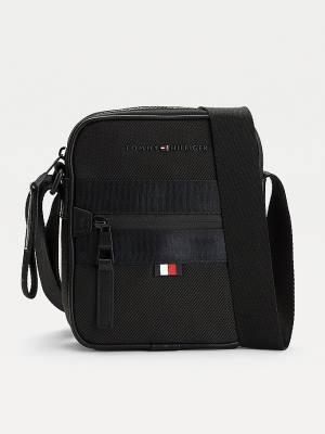 Black Tommy Hilfiger Elevated Modern Tonal Small Reporter Men's Bags | TH639SGZ