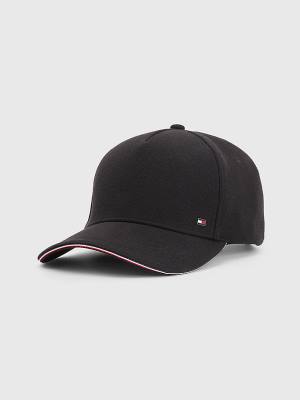 Black Tommy Hilfiger Elevated Signature Tape Cap Men's Hats | TH638KNJ