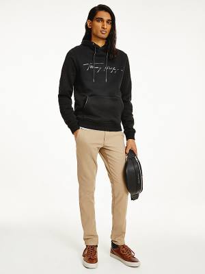 Black Tommy Hilfiger Elevated TH Signature Men's Hoodie | TH037CDT