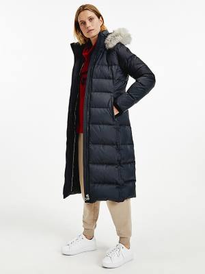 Black Tommy Hilfiger Essential Down-Filled Maxi Coat Women's Jackets | TH103FEN