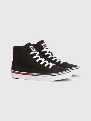 Black Tommy Hilfiger Essential High-Top Canvas Women's Sneakers | TH673IHA