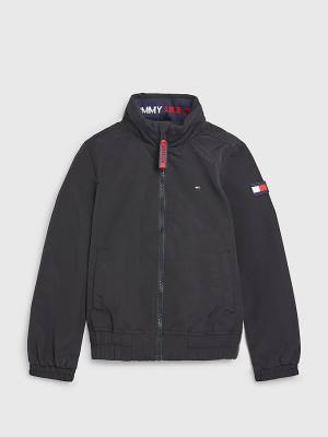 Black Tommy Hilfiger Essential Hooded Boys' Jackets | TH524QKX