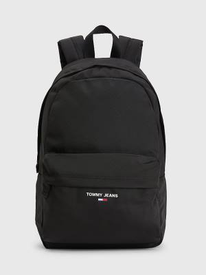 Black Tommy Hilfiger Essential Logo Backpack Men's Bags | TH728AHK