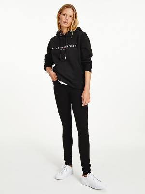 Black Tommy Hilfiger Essential Logo Women's Hoodie | TH514RYL