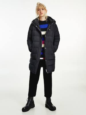 Black Tommy Hilfiger Essential Long Puffer Coat Women's Jackets | TH062NUX