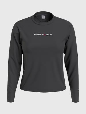 Black Tommy Hilfiger Essential Long Sleeve Women's T Shirts | TH293OUZ