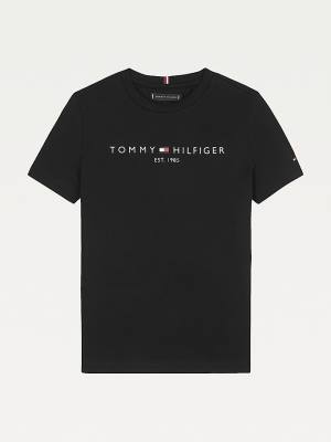 Black Tommy Hilfiger Essential Organic Cotton Logo Boys' T Shirts | TH283XND