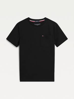 Black Tommy Hilfiger Essential Pocket Boys' T Shirts | TH563XKS