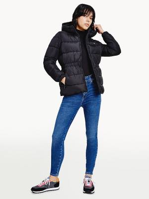 Black Tommy Hilfiger Essential Recycled Hooded Down Puffer Women's Jackets | TH945AIJ