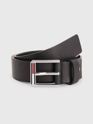 Black Tommy Hilfiger Essential Signature Buckle Leather Men's Belts | TH965XML