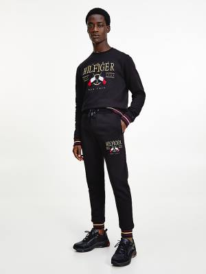 Black Tommy Hilfiger Exclusive Flag Logo Joggers Men's Pants | TH237NUX