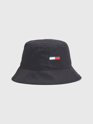 Black Tommy Hilfiger Flag Embroidery Bucket Men's Hats | TH251RYP