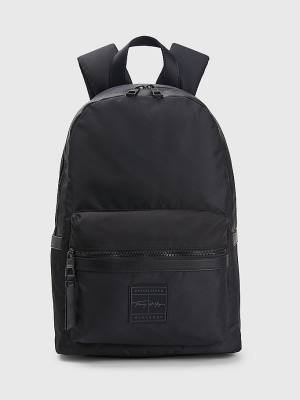 Black Tommy Hilfiger Flag Jacquard Backpack Men's Bags | TH081YGL