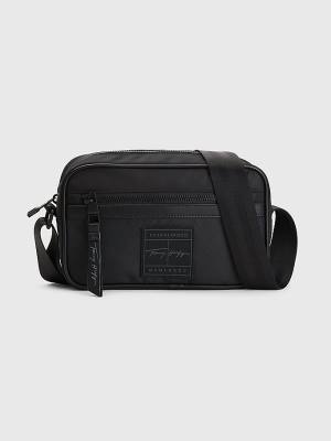 Black Tommy Hilfiger Flag Jacquard Reporter Men's Bags | TH095XJO