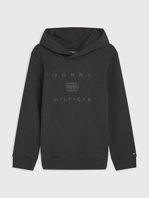 Black Tommy Hilfiger Flag Logo Boys' Hoodie | TH351OXE