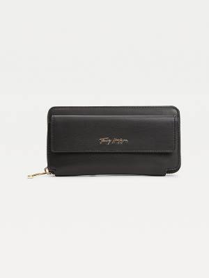 Black Tommy Hilfiger Iconic Large Zip-Around Women's Wallets | TH328BZW