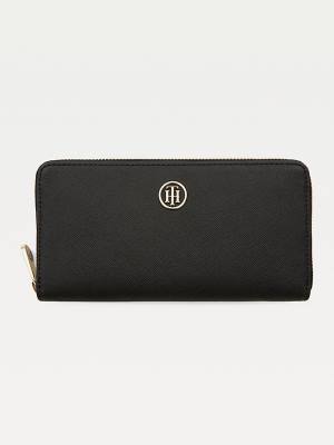 Black Tommy Hilfiger Large Monogram Zip Women's Wallets | TH548ERD