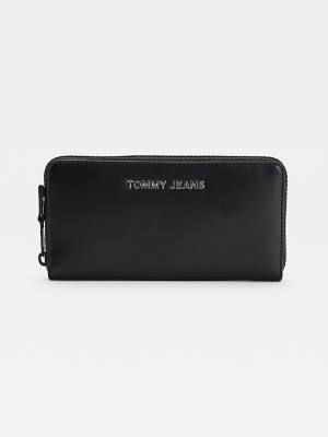 Black Tommy Hilfiger Large Zip-Around Women's Wallets | TH235ORJ