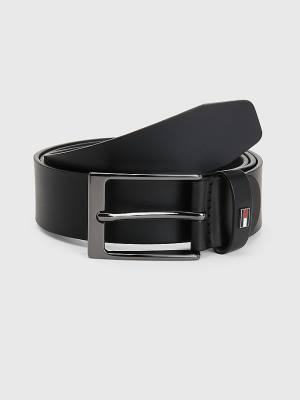 Black Tommy Hilfiger Layton Adjustable Organic Leather Men's Belts | TH061VFZ