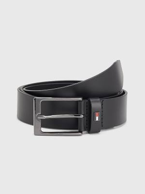 Black Tommy Hilfiger Layton Leather Flag Men's Belts | TH539LNT