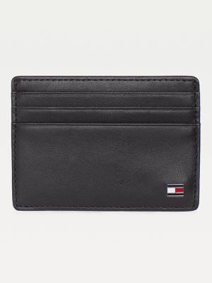 Black Tommy Hilfiger Leather Card Holder Men's Wallets | TH735TWD