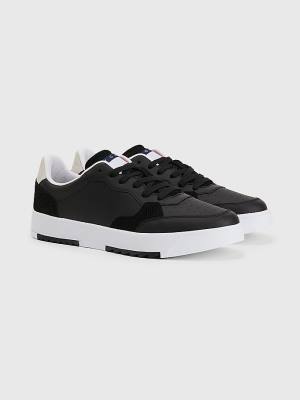 Black Tommy Hilfiger Leather Cupsole Men's Sneakers | TH098GNB