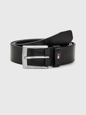 Black Tommy Hilfiger Leather Flag Men's Belts | TH780RWI