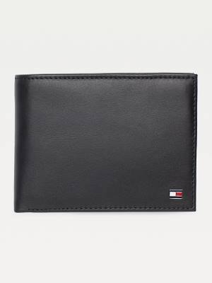 Black Tommy Hilfiger Leather Flap Men's Wallets | TH861HLA