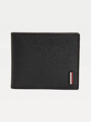 Black Tommy Hilfiger Leather Small Credit Card Men's Wallets | TH581DOE