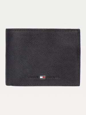 Black Tommy Hilfiger Leather Trifold Men's Wallets | TH672XVC