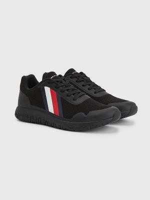 Black Tommy Hilfiger Lightweight Knit Men's Sneakers | TH194ZIL