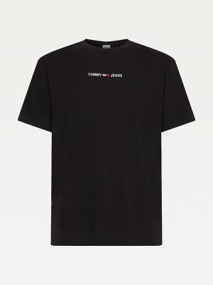 Black Tommy Hilfiger Logo Flag Patch Men's T Shirts | TH092ZRN