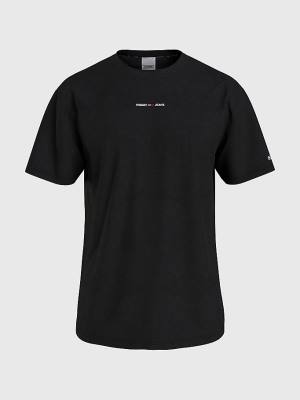 Black Tommy Hilfiger Logo Pigment Dyed Men's T Shirts | TH927LFN