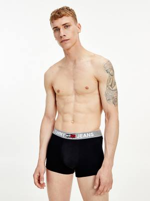 Black Tommy Hilfiger Logo Waistband Trunks Men's Underwear | TH051BLT