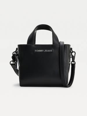 Black Tommy Hilfiger Metal Logo Small Tote Women's Bags | TH542MCL