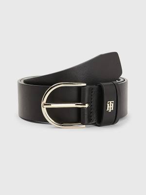 Black Tommy Hilfiger Monogram Leather Women's Belts | TH371FTW