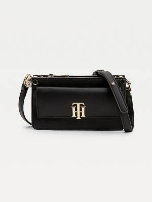 Black Tommy Hilfiger Monogram Lock Small Crossover Women's Bags | TH914XVP