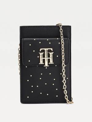 Black Tommy Hilfiger Monogram Party Phone Women's Wallets | TH604VDW